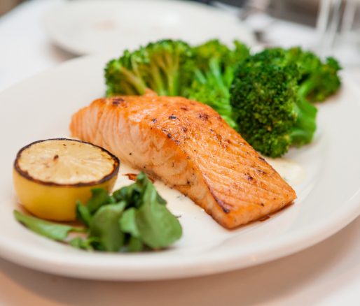 Baked Salmon with Sweet Potatoes and Broccoli