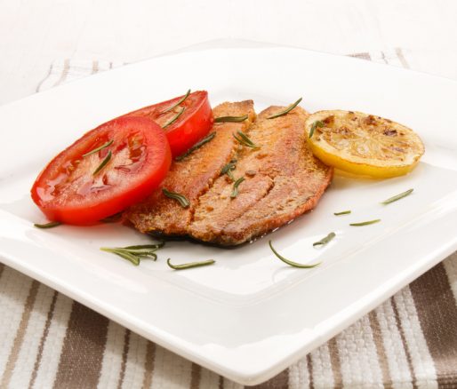 Grilled Kipper on Wholemeal Toast and Grilled Tomato