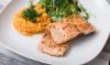 Grilled Salmon, Sweet Potato Mash and Mange Tout