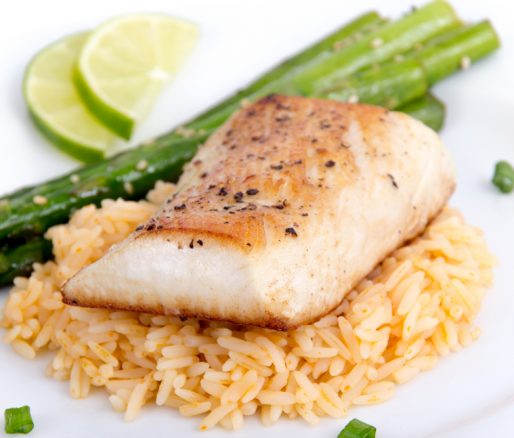 Haddock with Asparagus and Rice
