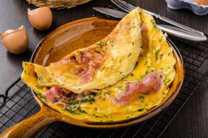 Ham Omelette with Spinach Salad