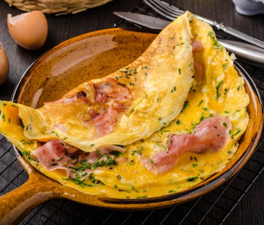 Ham Omelette with Spinach Salad