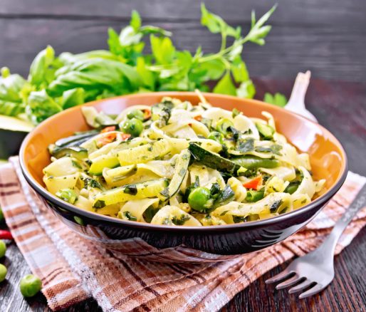 Pasta Ribbons with Peas and Spinach