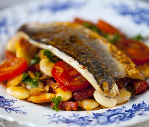 Roast Haddock with Butter Bean and Vegetables