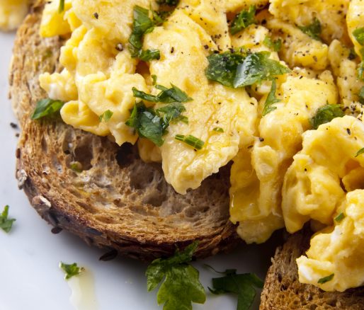 Scrambled Eggs with Baked Beans and Toast