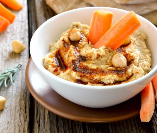 Spicy Carrot and Hummus on Flatbread