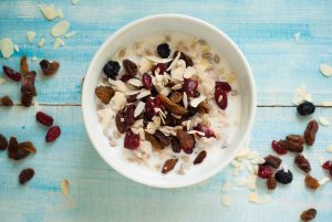 Oatmeal with Raisins and Cranberries
