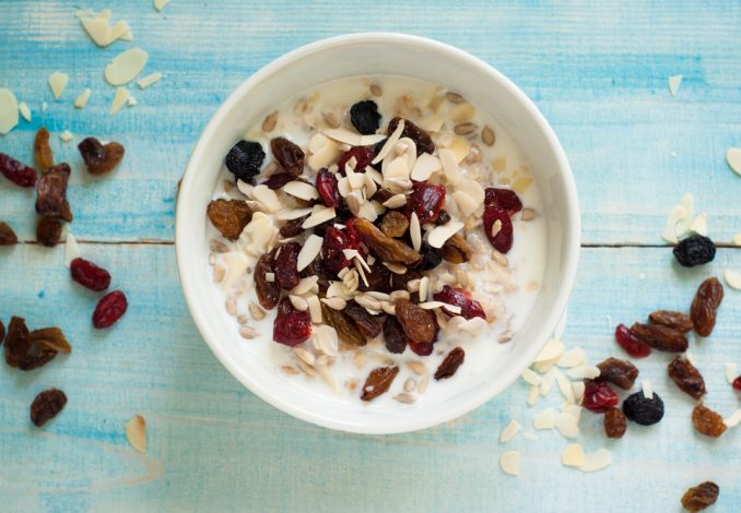 Oatmeal with Raisins and Cranberries