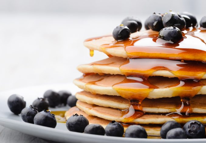 Pancake with Blueberries and Honey