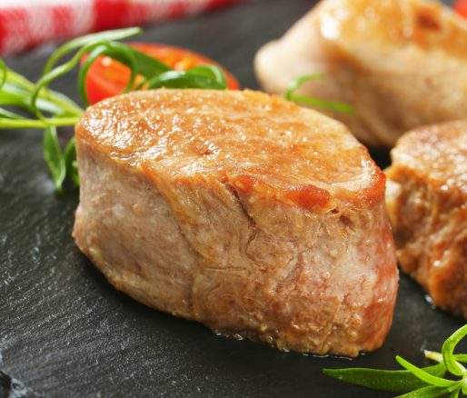 Pork Fillet Medallions with Couscous and Peas